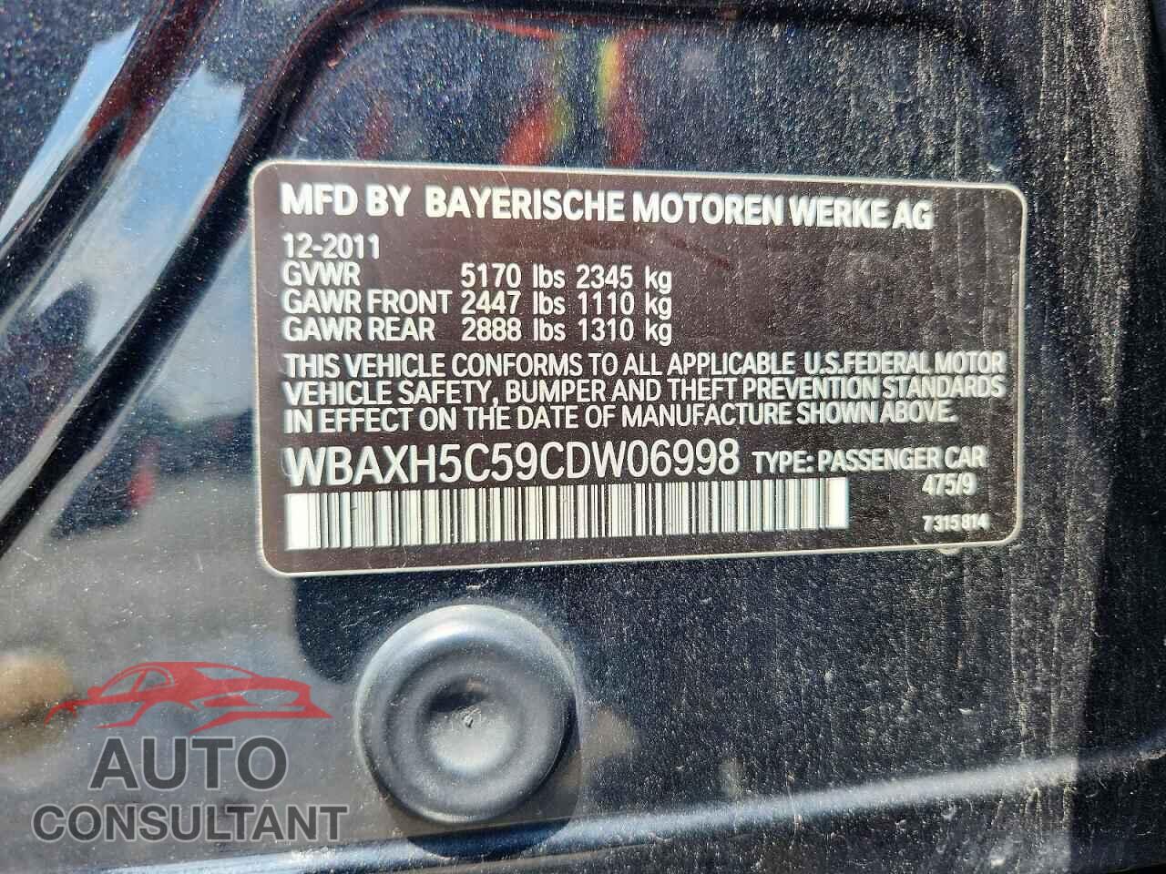 BMW 5 SERIES 2012 - WBAXH5C59CDW06998