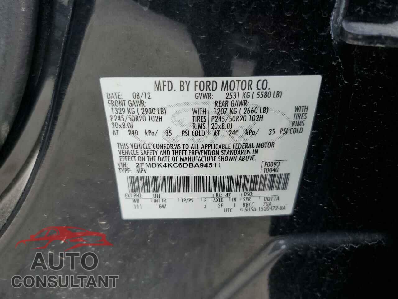 FORD EDGE 2013 - 2FMDK4KC6DBA94511