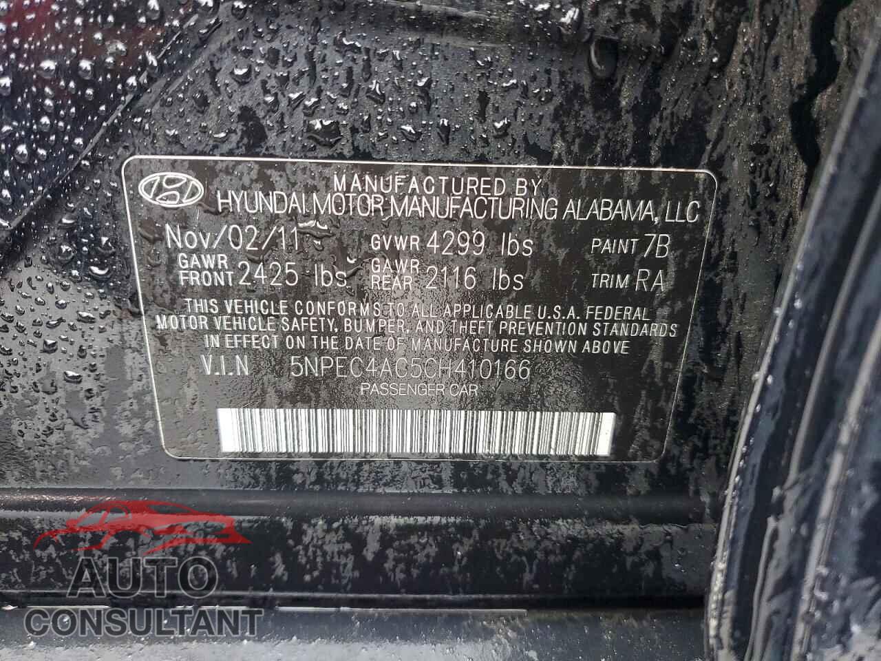 HYUNDAI SONATA 2012 - 5NPEC4AC5CH410166