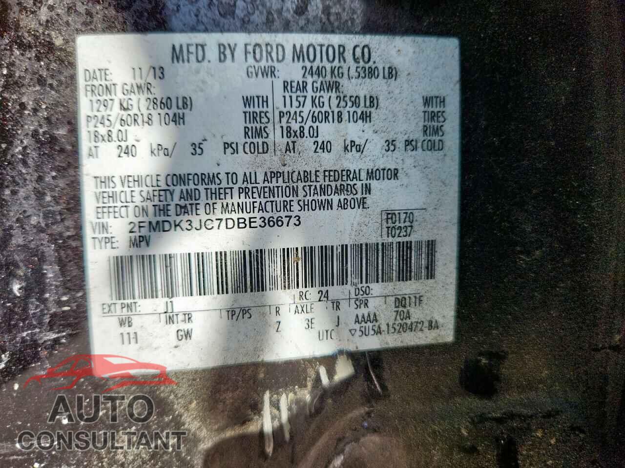 FORD EDGE 2013 - 2FMDK3JC7DBE36673