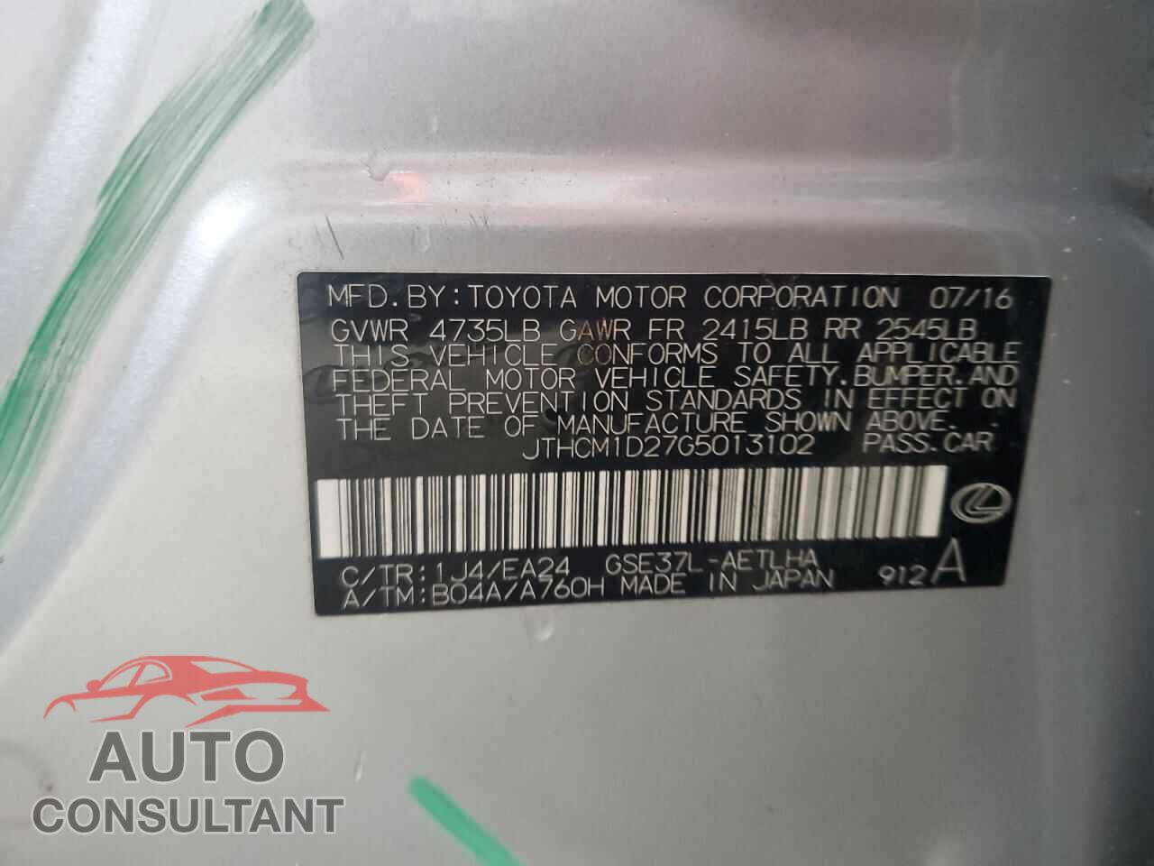 LEXUS IS 2016 - JTHCM1D27G5013102