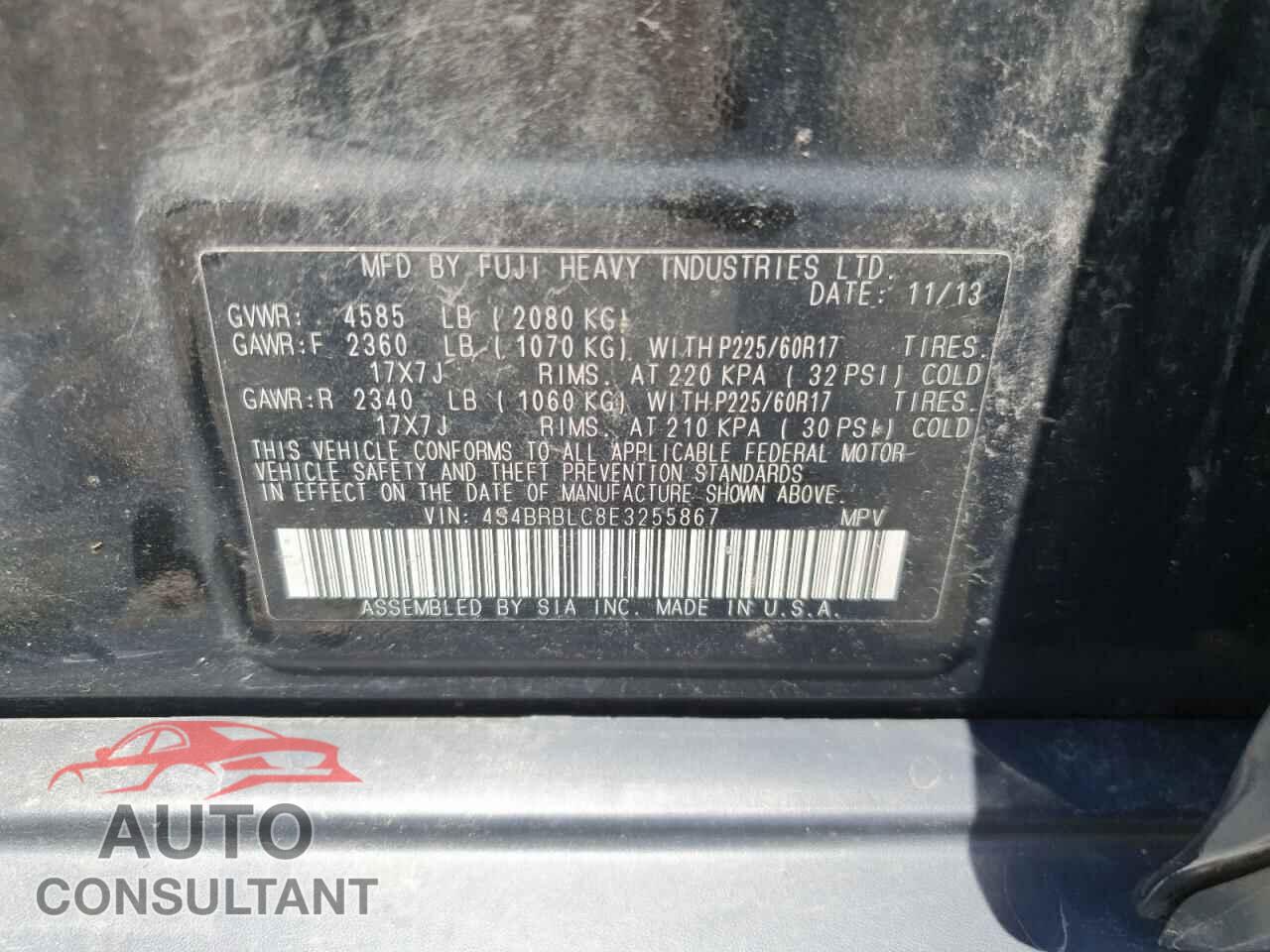 SUBARU OUTBACK 2014 - 4S4BRBLC8E3255867