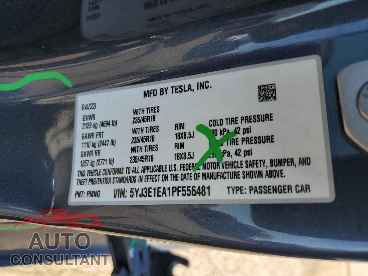 TESLA MODEL 3 2023 - 5YJ3E1EA1PF556481