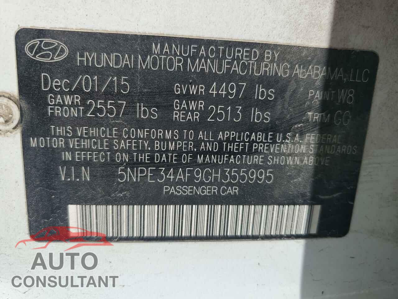 HYUNDAI SONATA 2016 - 5NPE34AF9GH355995