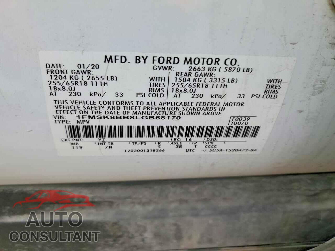 FORD EXPLORER 2020 - 1FMSK8BB8LGB68170