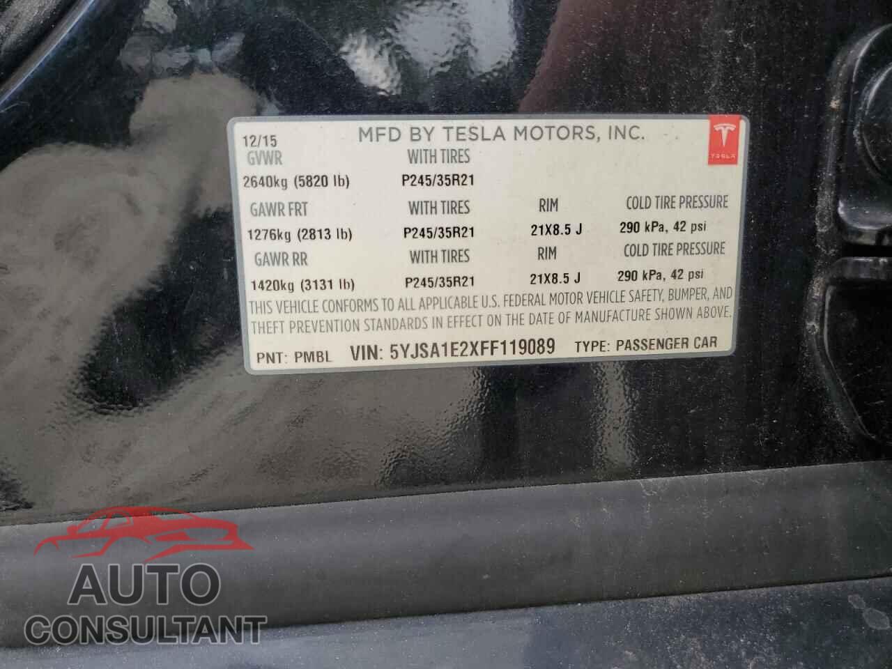 TESLA MODEL S 2015 - 5YJSA1E2XFF119089