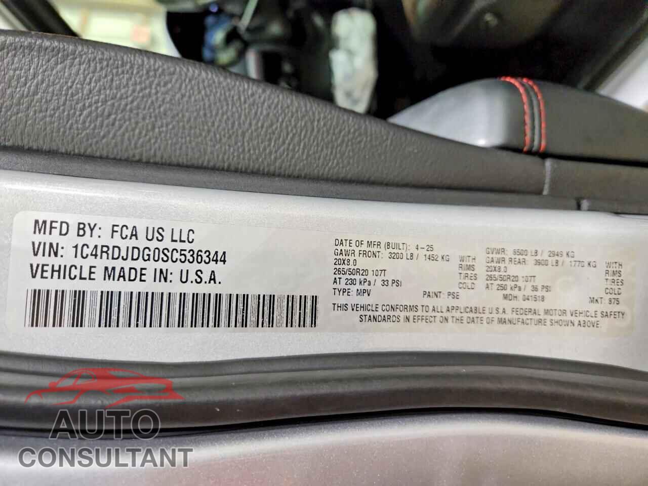 DODGE DURANGO 2025 - 1C4RDJDG0SC536344