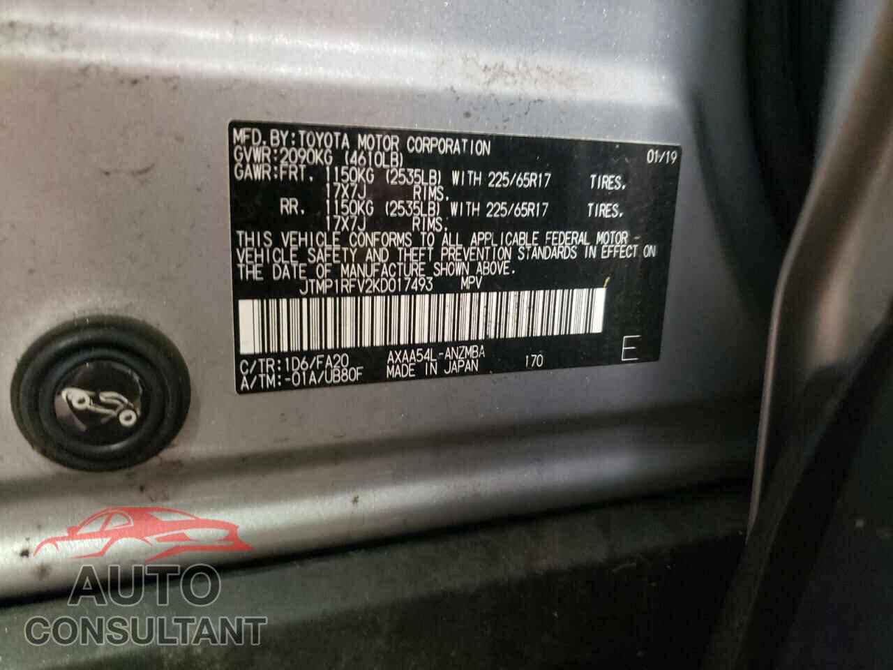 TOYOTA RAV4 2019 - JTMP1RFV2KD017493