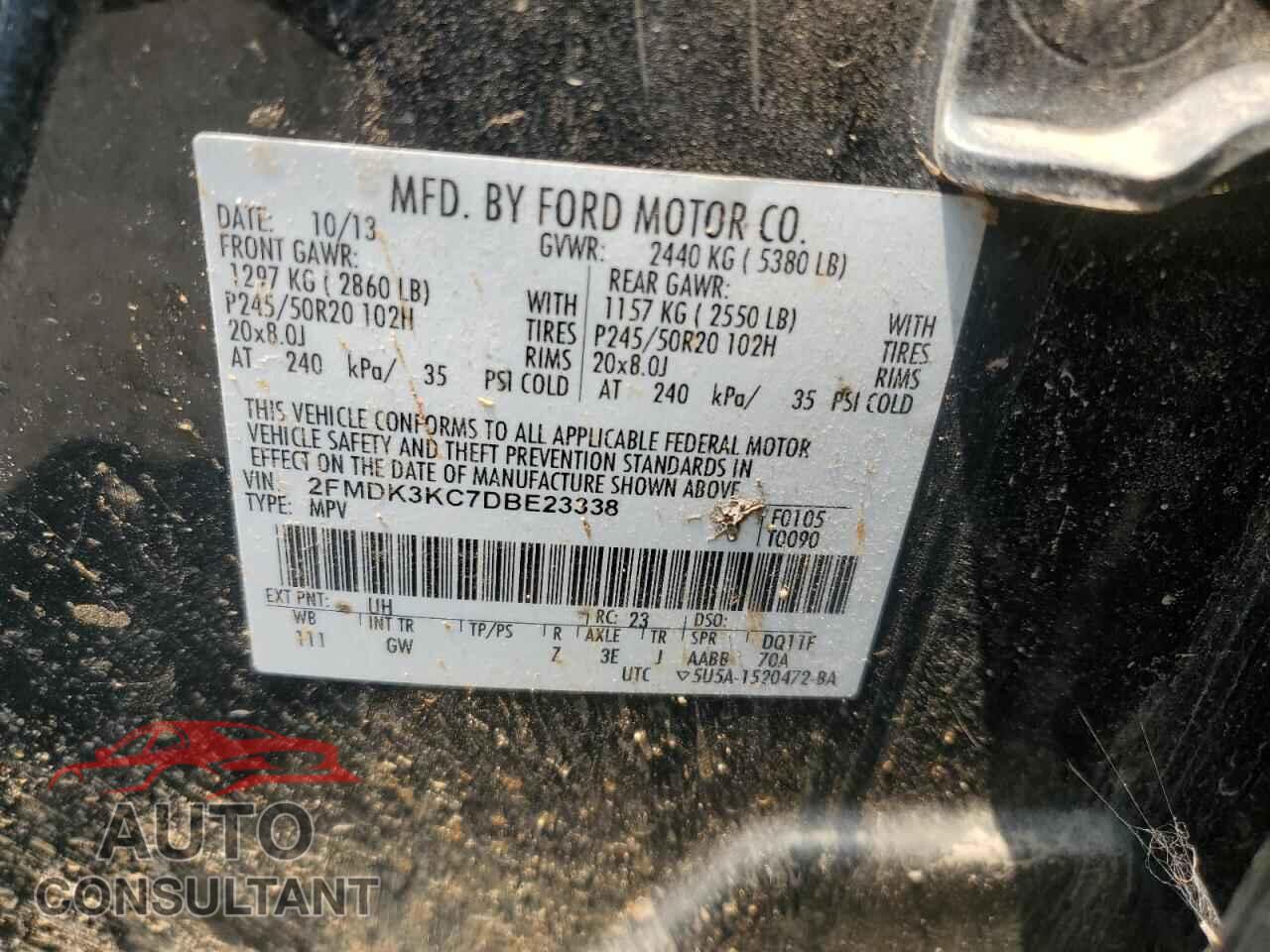 FORD EDGE 2013 - 2FMDK3KC7DBE23338