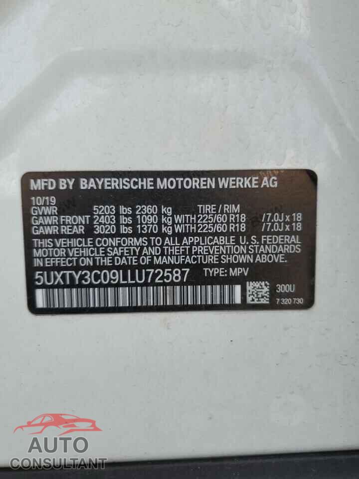 BMW X3 2020 - 5UXTY3C09LLU72587