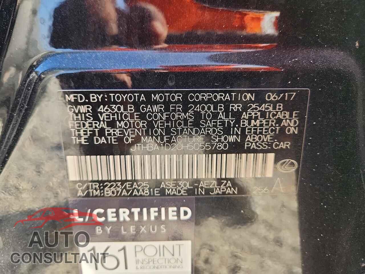 LEXUS IS 2017 - JTHBA1D20H5055780