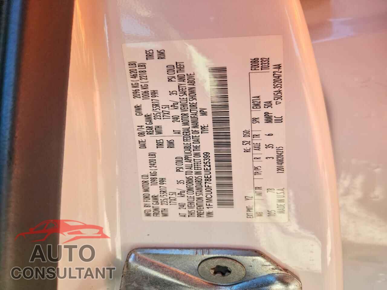FORD ESCAPE 2014 - 1FMCU0F78EUE25399