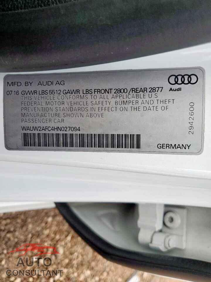 AUDI A7 2017 - WAUW2AFC4HN027094