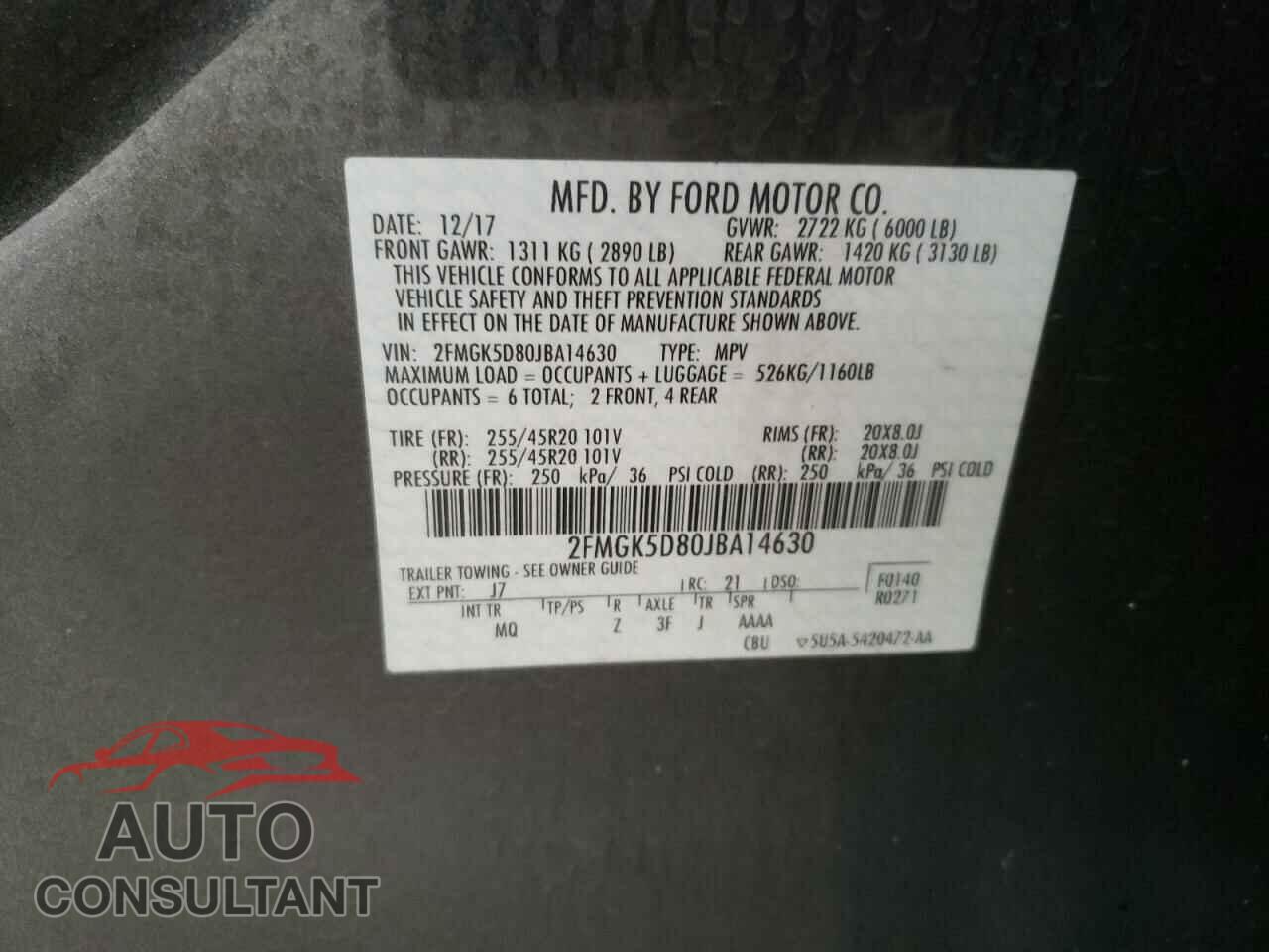 FORD FLEX 2018 - 2FMGK5D80JBA14630