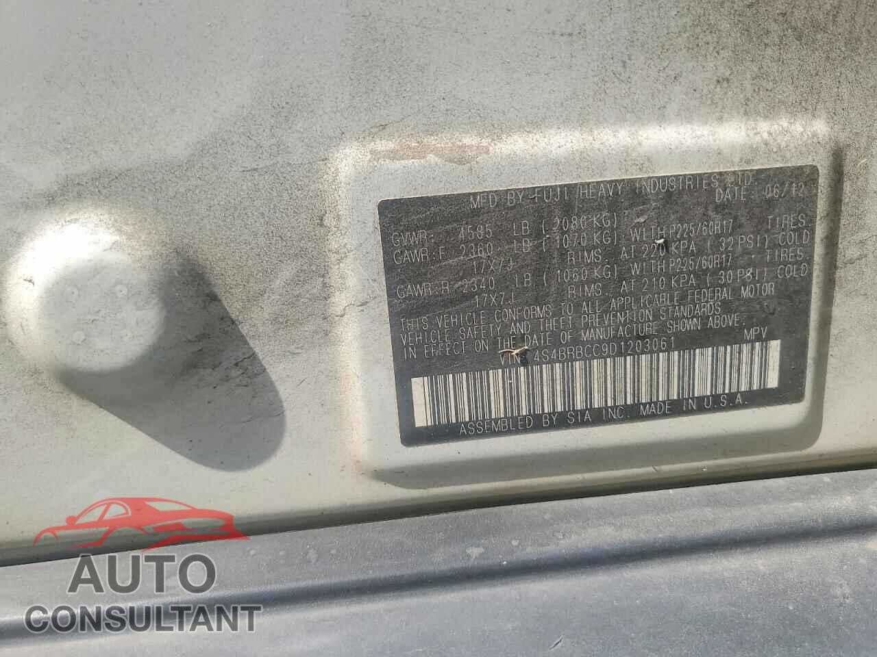 SUBARU OUTBACK 2013 - 4S4BRBCC9D1203061