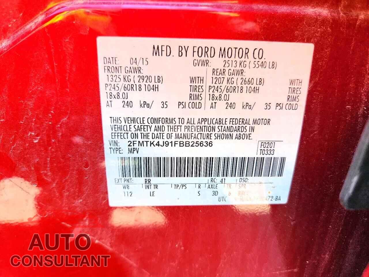 FORD EDGE 2015 - 2FMTK4J91FBB25636
