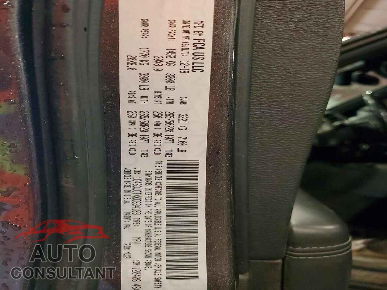 DODGE DURANGO 2019 - 1C4SDJCTXKC634183