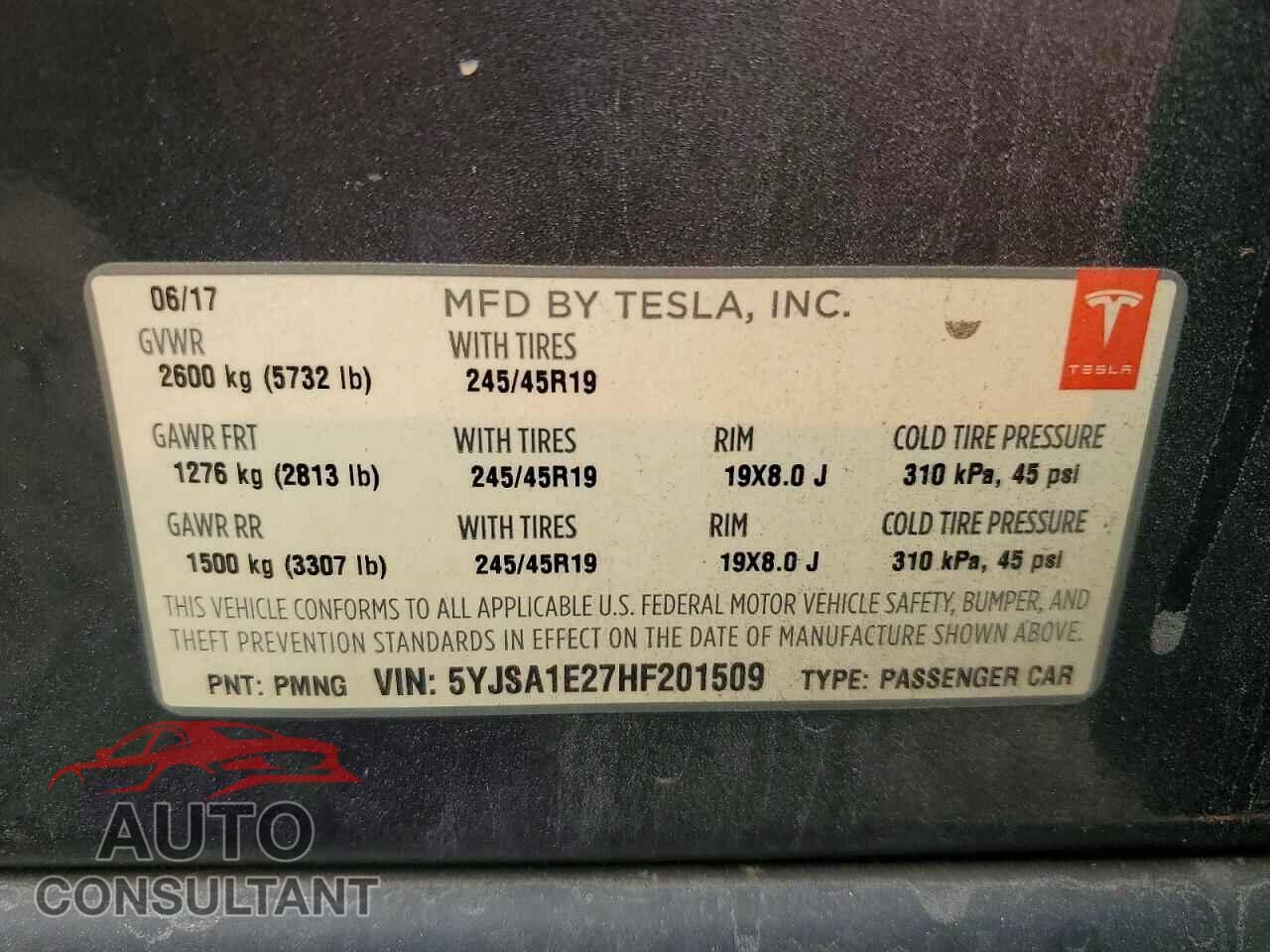 TESLA MODEL S 2017 - 5YJSA1E27HF201509