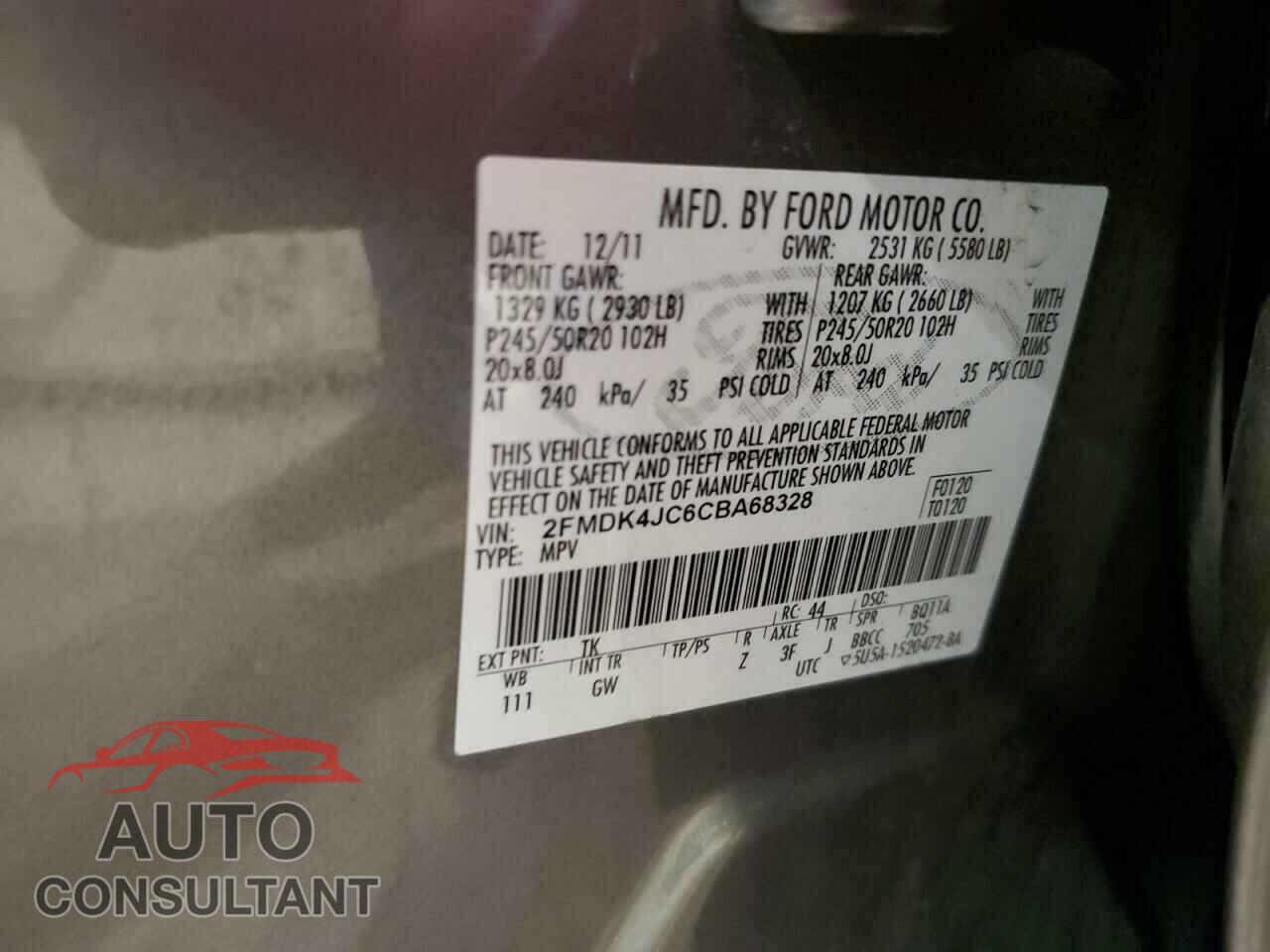 FORD EDGE 2012 - 2FMDK4JC6CBA68328