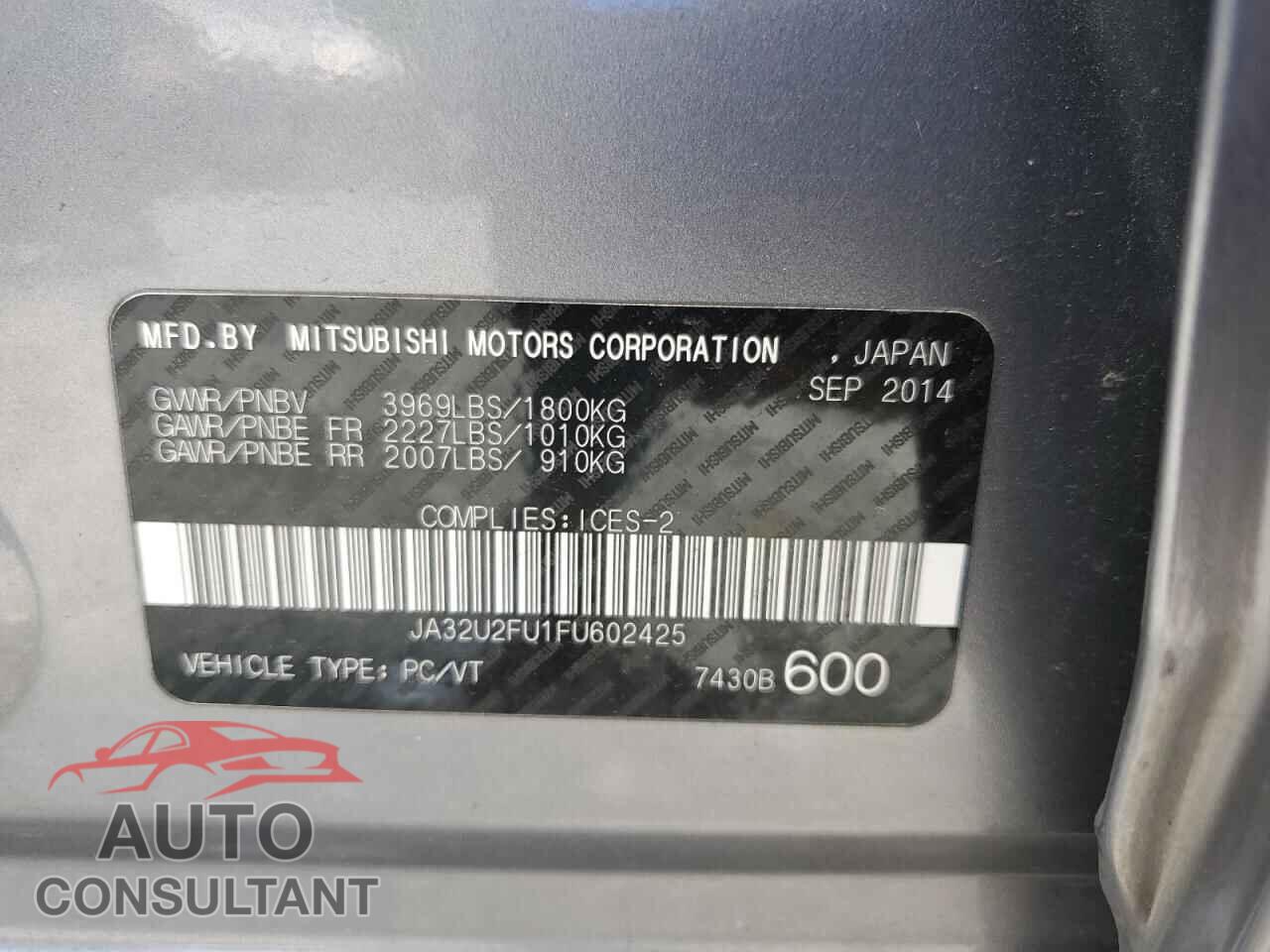 MITSUBISHI LANCER 2015 - JA32U2FU1FU602425