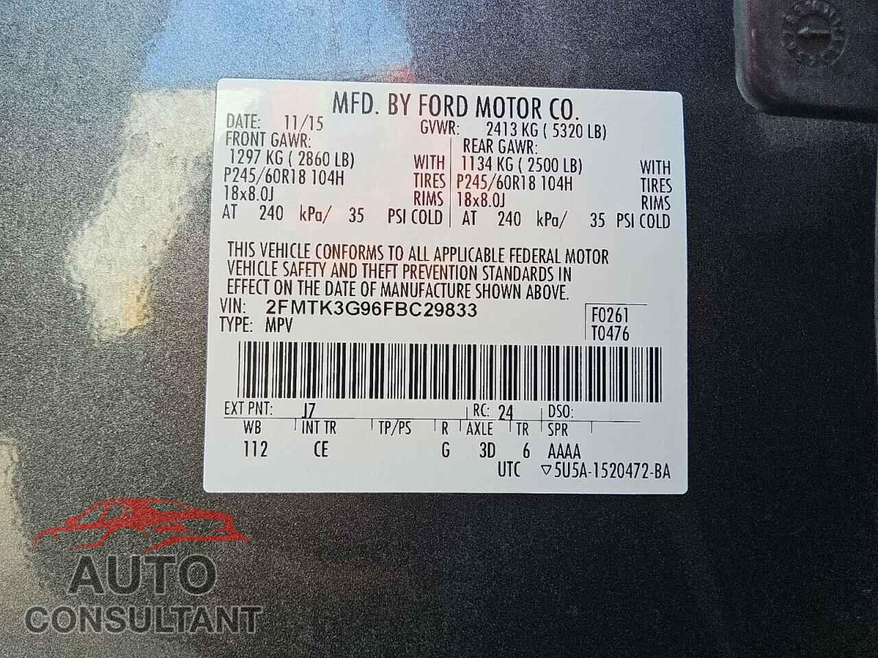 FORD EDGE 2015 - 2FMTK3G96FBC29833