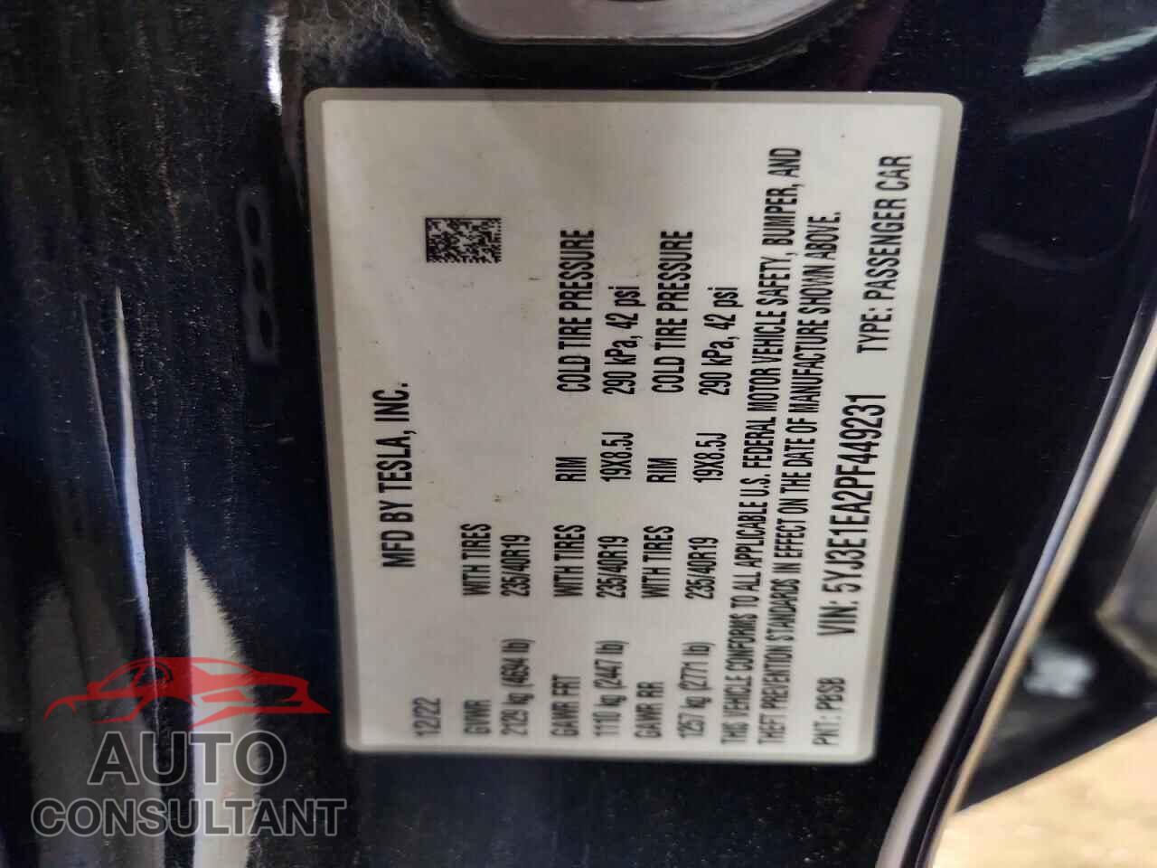 TESLA MODEL 3 2023 - 5YJ3E1EA2PF449231