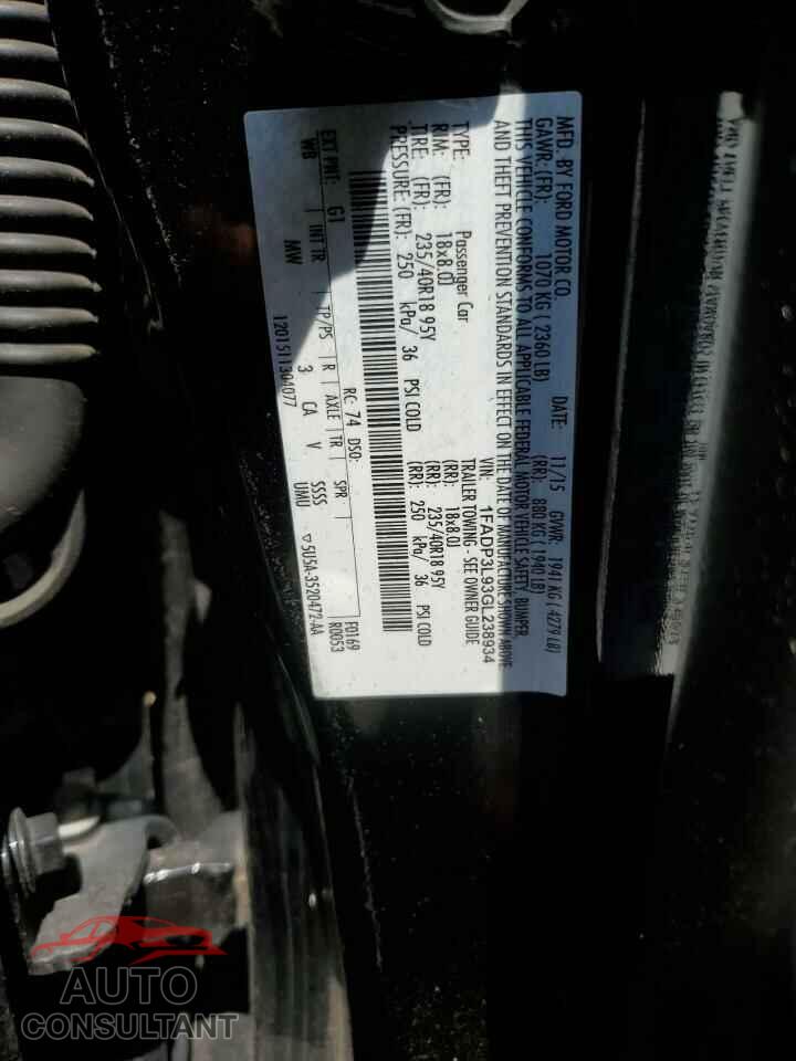 FORD FOCUS 2016 - 1FADP3L93GL238934