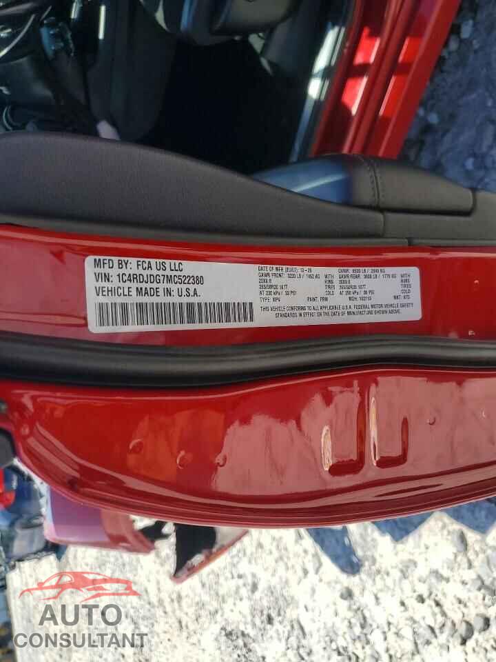 DODGE DURANGO 2021 - 1C4RDJDG7MC522380
