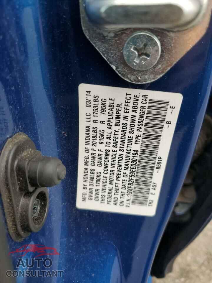 HONDA CIVIC 2014 - 19XFB2F59EE030194