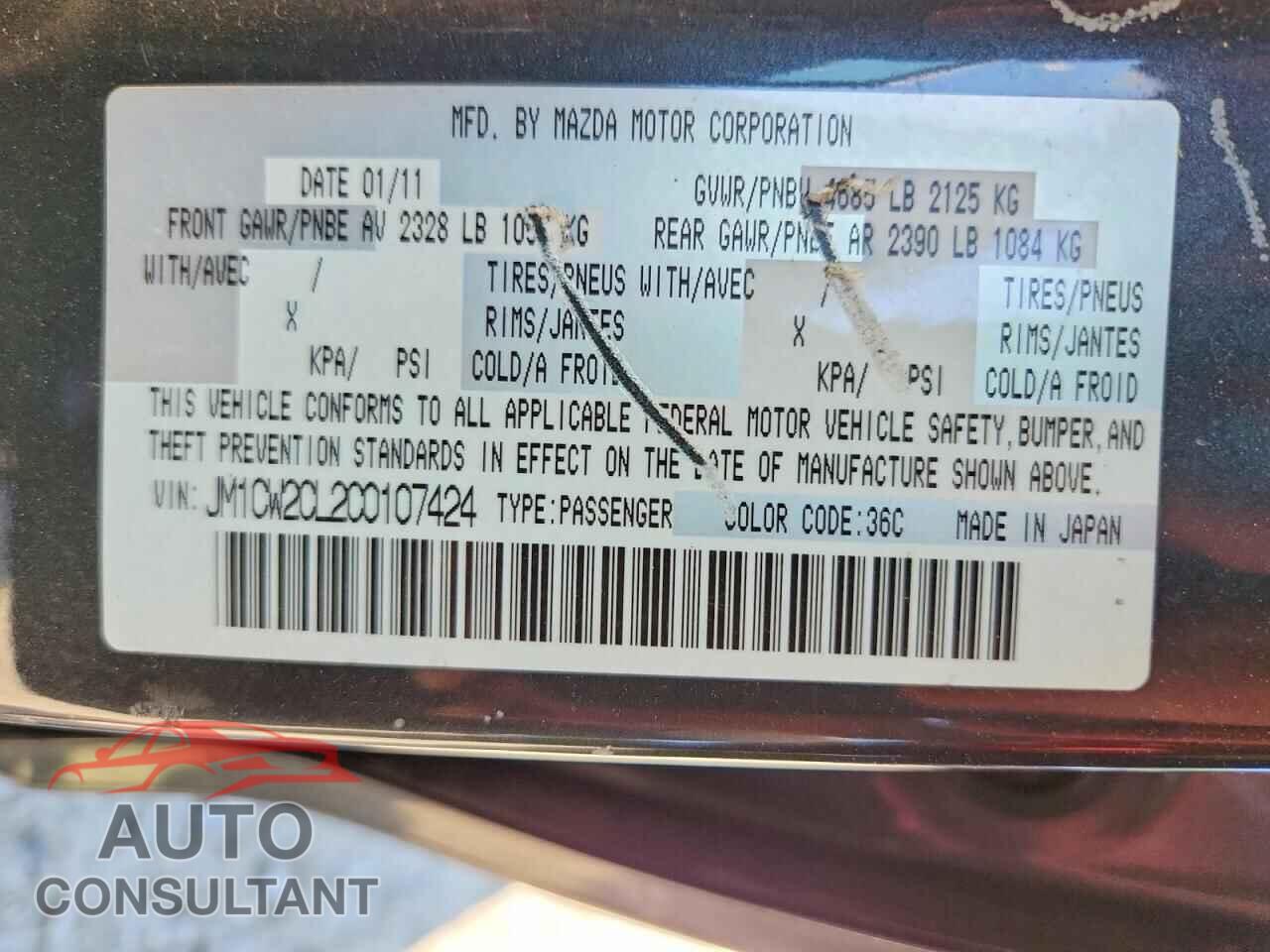 MAZDA 5 2012 - JM1CW2CL2C0107424