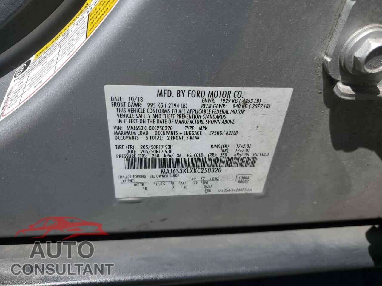 FORD ECOSPORT 2019 - MAJ6S3KLXKC250320