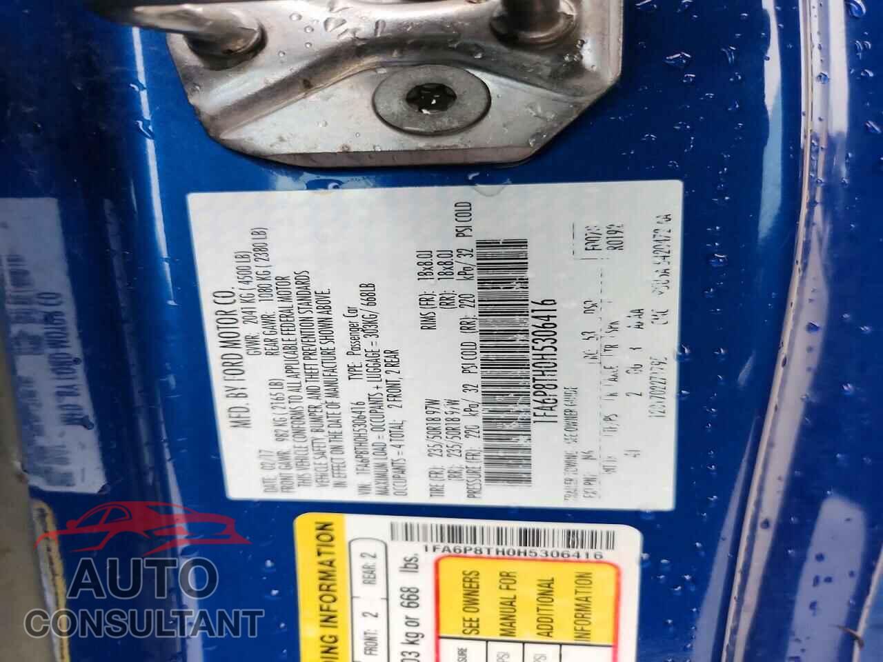 FORD MUSTANG 2017 - 1FA6P8TH0H5306416