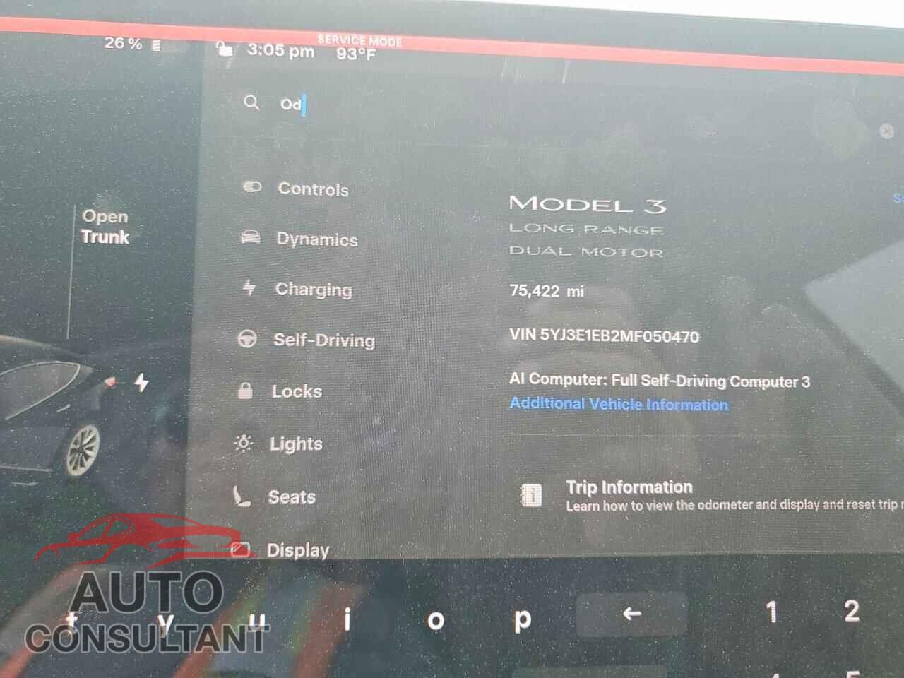 TESLA MODEL 3 2021 - 5YJ3E1EB2MF050470