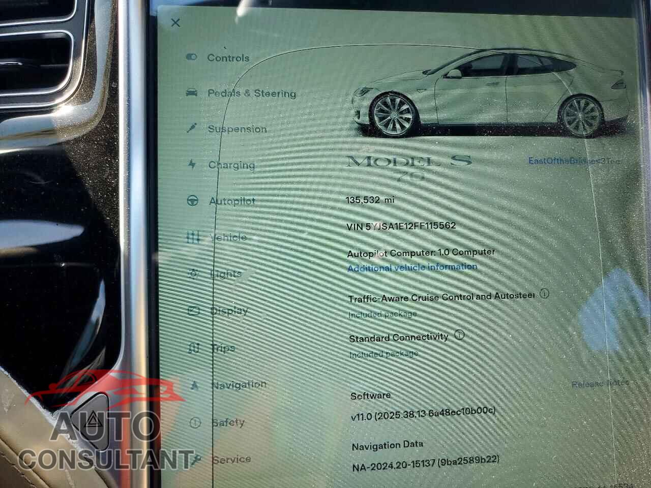 TESLA MODEL S 2015 - 5YJSA1E12FF115562