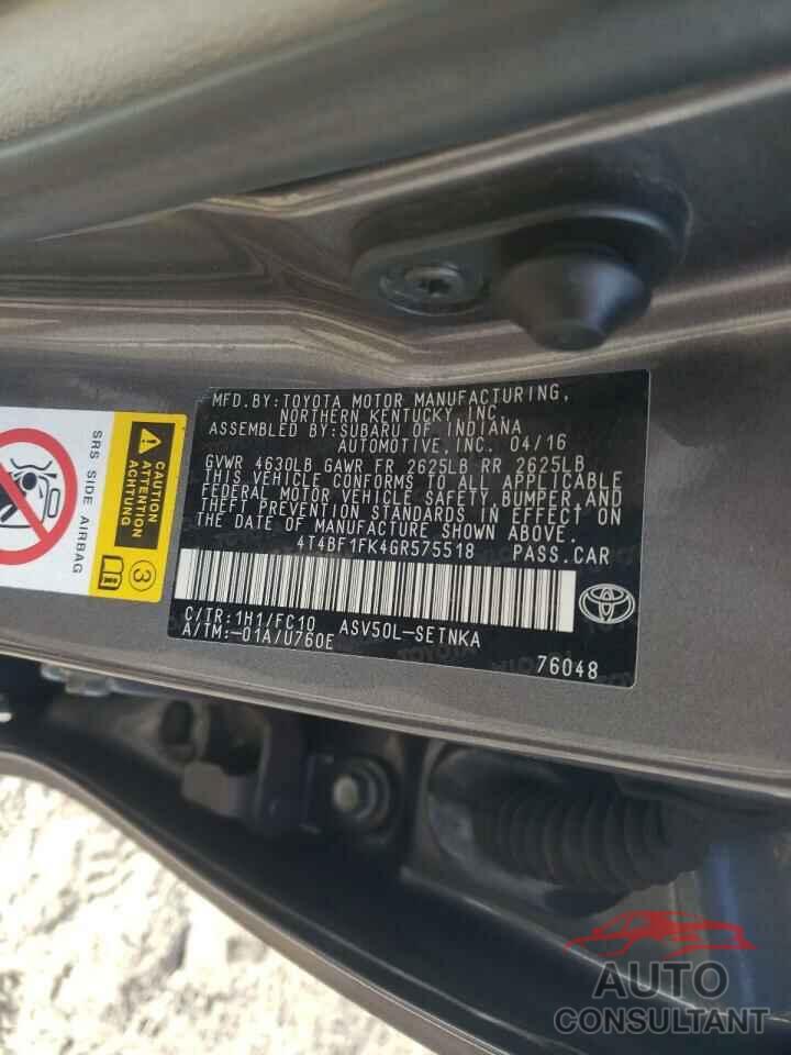 TOYOTA CAMRY 2016 - 4T4BF1FK4GR575518