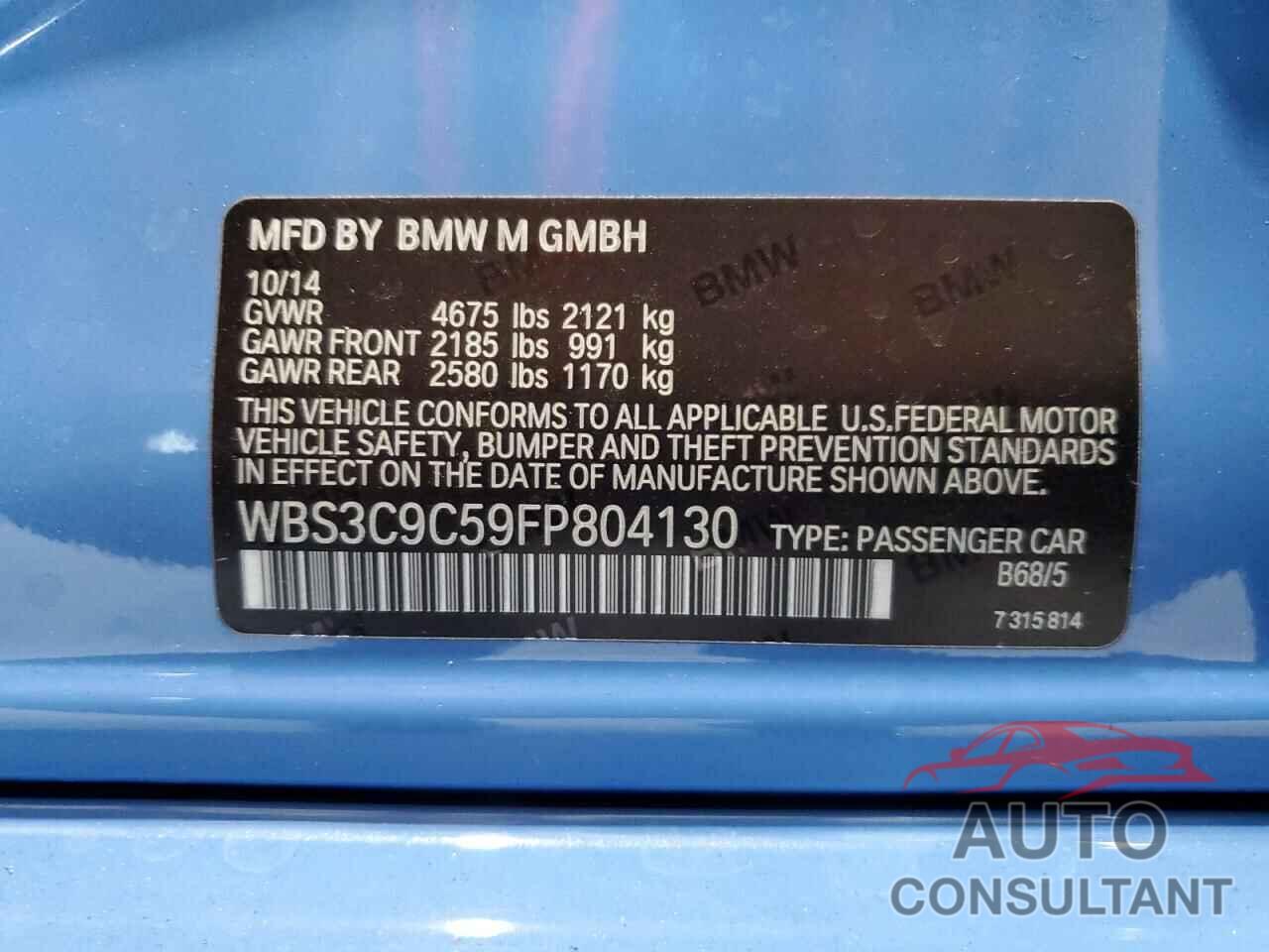 BMW M3 2015 - WBS3C9C59FP804130