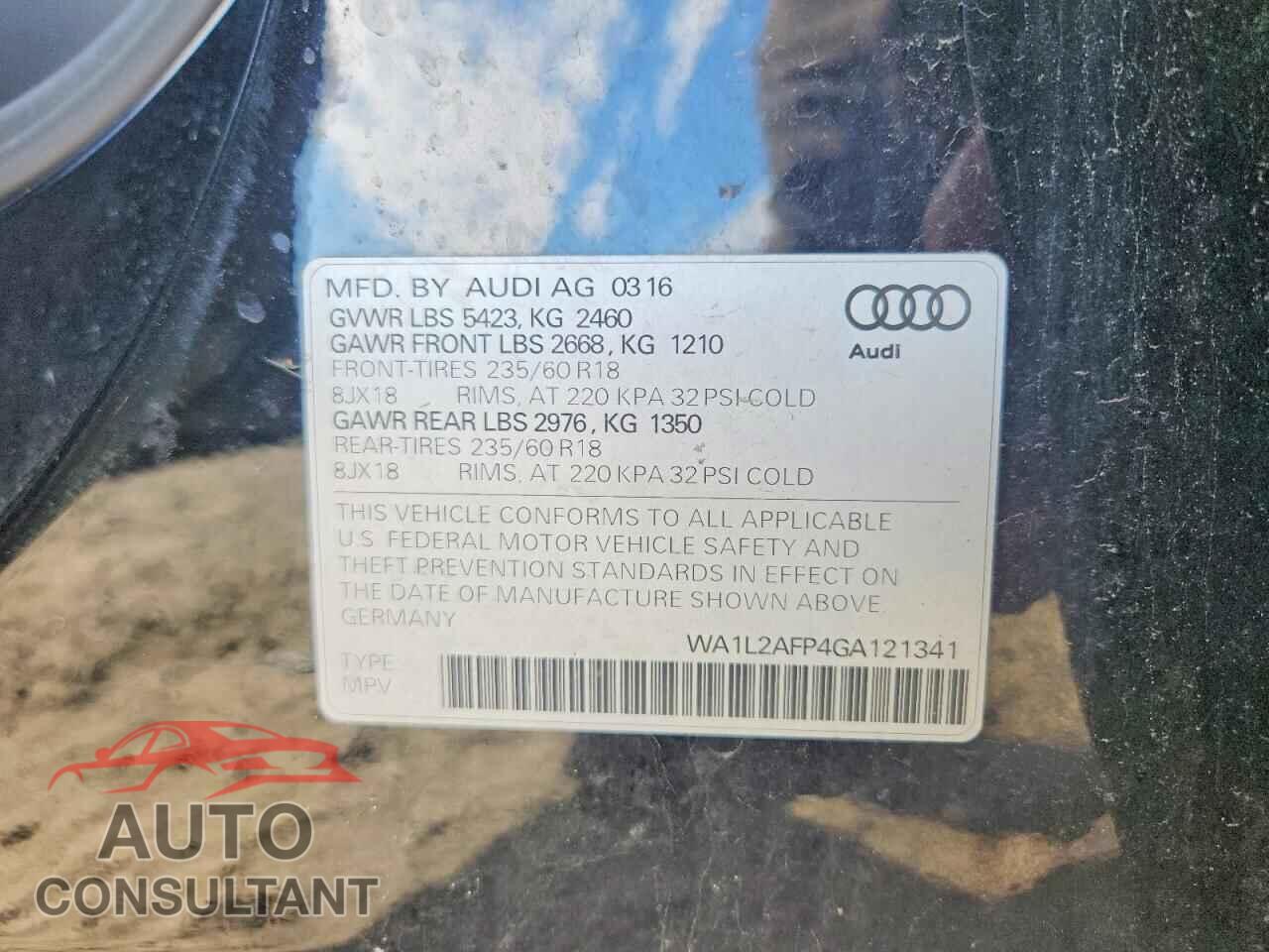 AUDI Q5 2016 - WA1L2AFP4GA121341