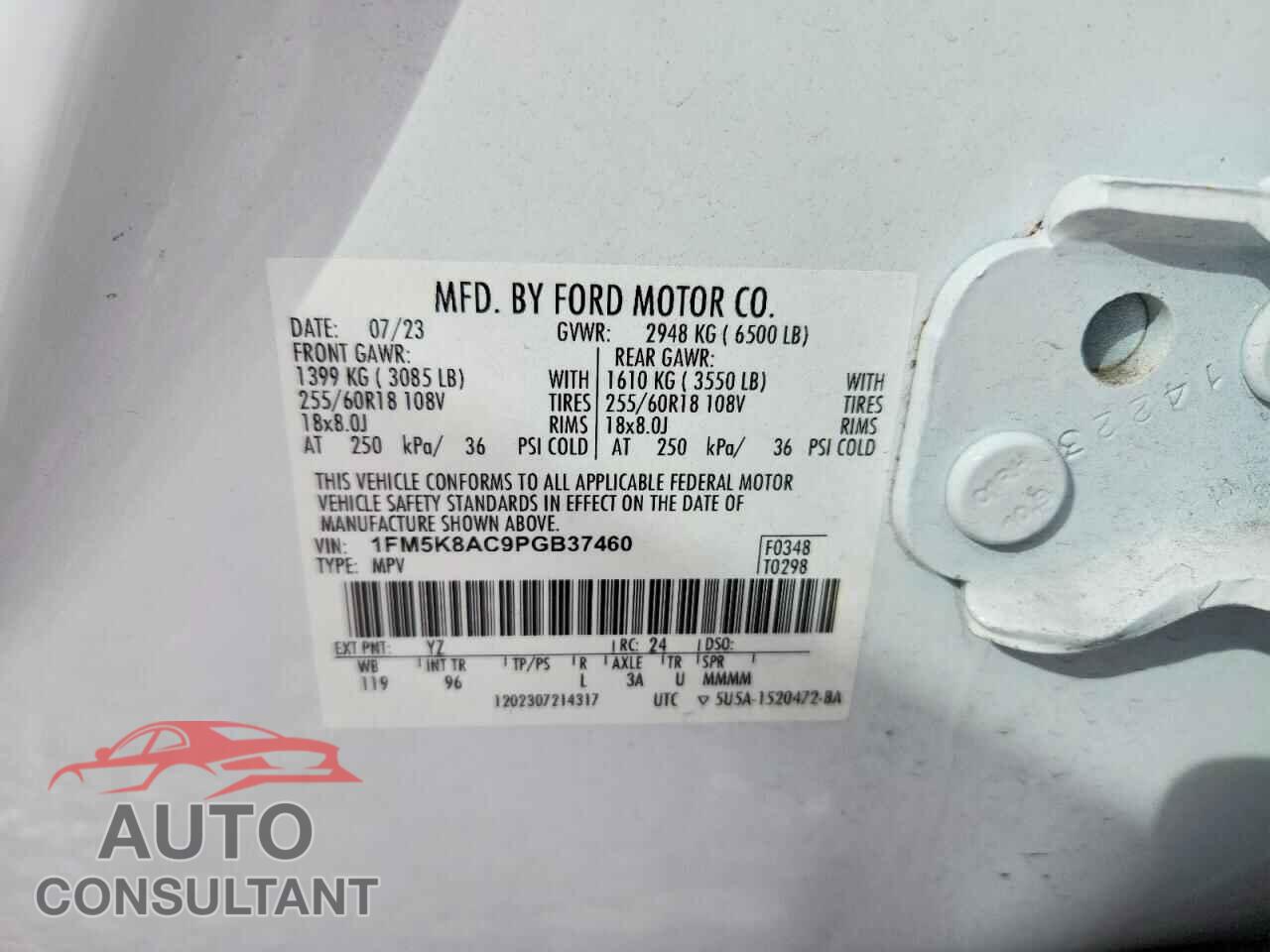 FORD EXPLORER 2023 - 1FM5K8AC9PGB37460
