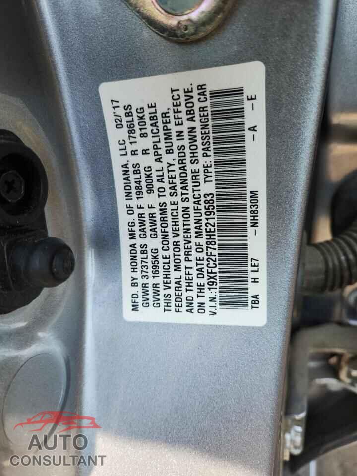 HONDA CIVIC 2017 - 19XFC2F78HE219583
