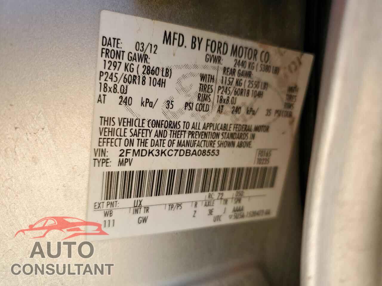 FORD EDGE 2013 - 2FMDK3KC7DBA08553