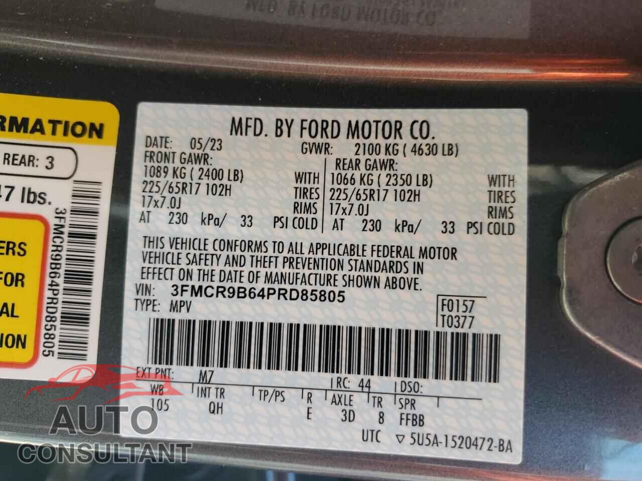 FORD BRONCO 2023 - 3FMCR9B64PRD85805