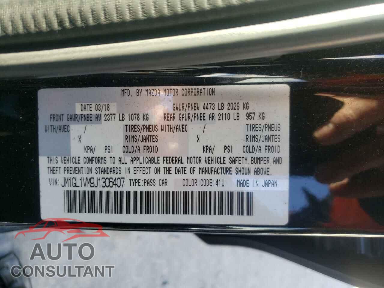 MAZDA 6 2018 - JM1GL1VM9J1306407