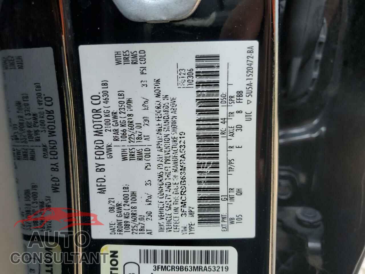 FORD BRONCO 2021 - 3FMCR9B63MRA53219