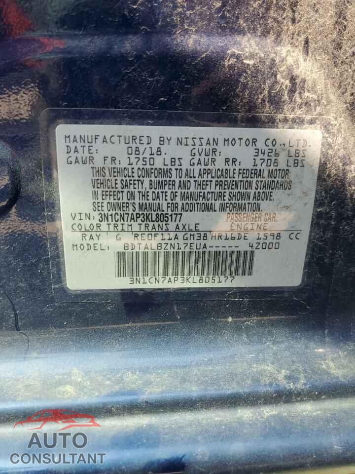 NISSAN VERSA 2019 - 3N1CN7AP3KL805177
