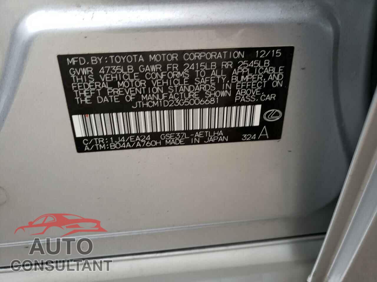 LEXUS IS 2016 - JTHCM1D23G5006681