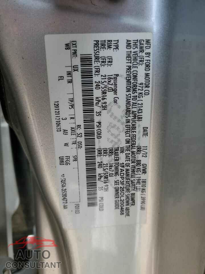 FORD FOCUS 2013 - 1FADP3F25DL200468