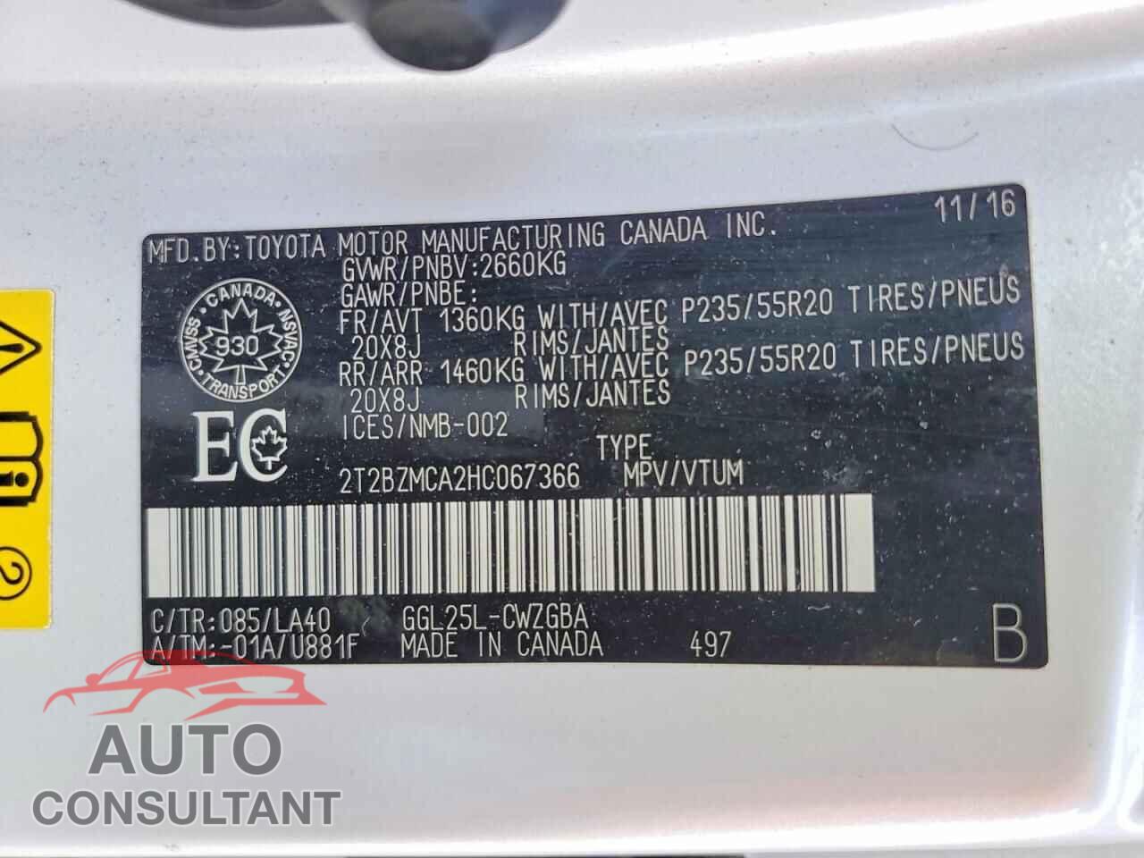LEXUS RX350 2017 - 2T2BZMCA2HC067366