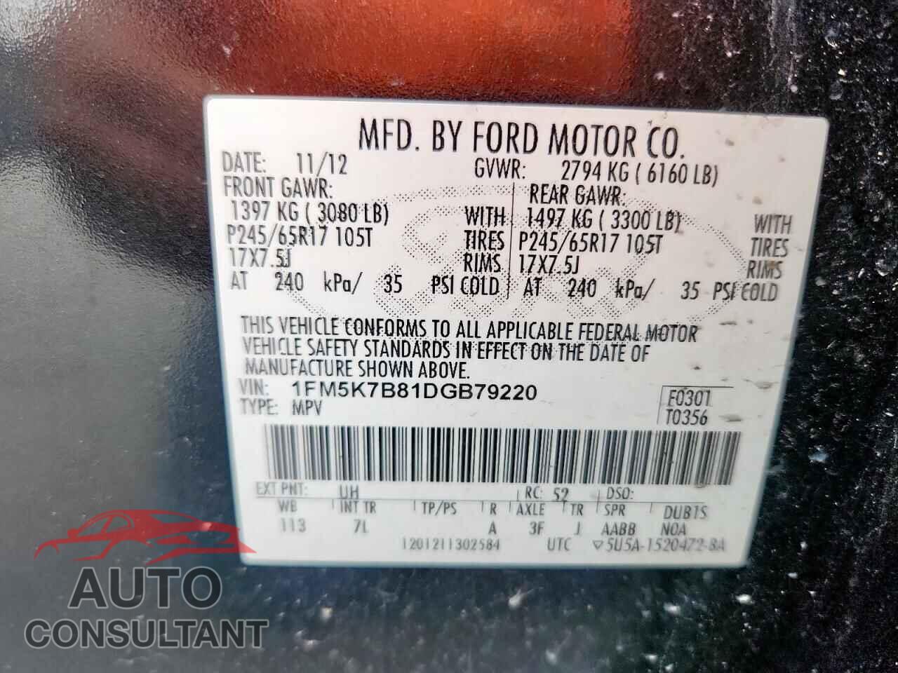 FORD EXPLORER 2013 - 1FM5K7B81DGB79220