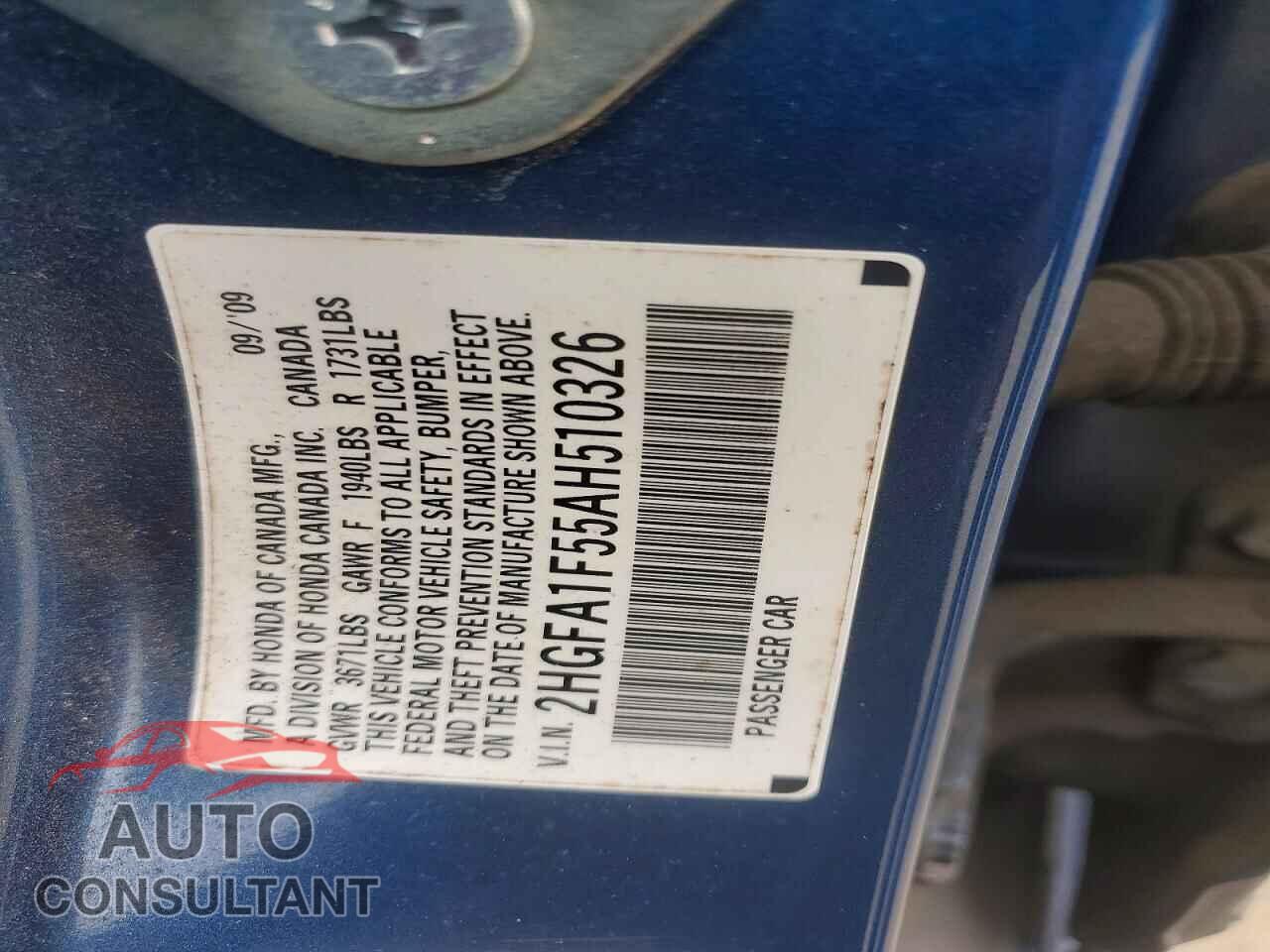 HONDA CIVIC 2010 - 2HGFA1F55AH510326