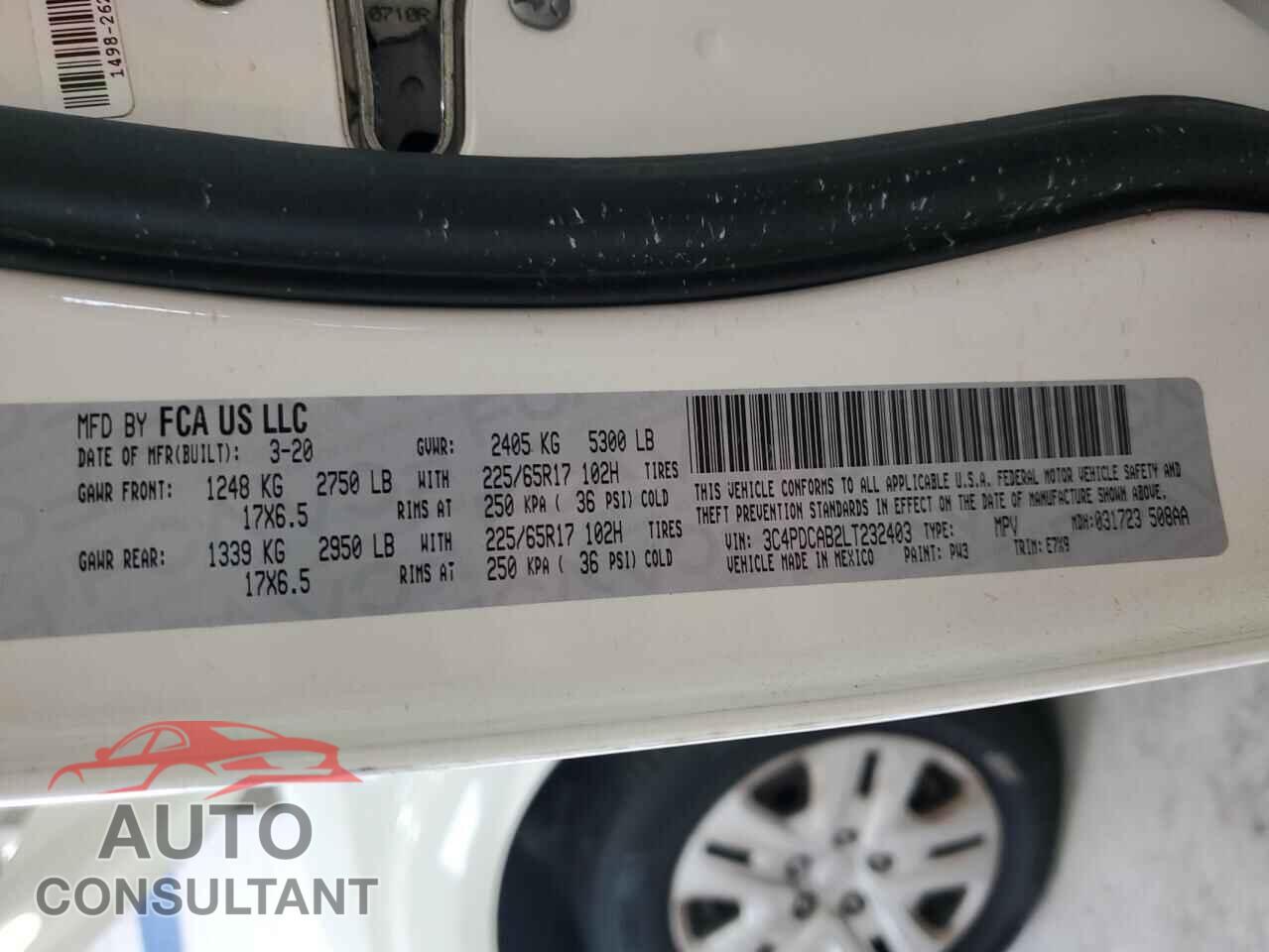 DODGE JOURNEY 2020 - 3C4PDCAB2LT232403